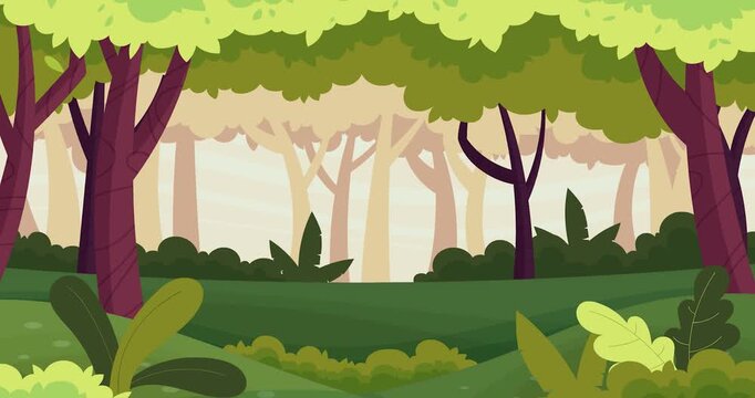 Green Jungle Forest - Cartoon Flat Animation Background.