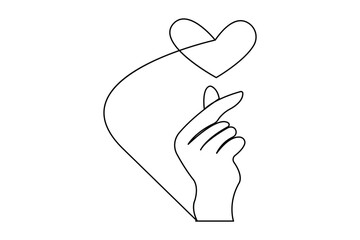 Modern minimalist heart shape continuous one line outline art isolated for romantic design concepts