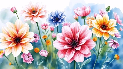 Vibrant Watercolor Flowers