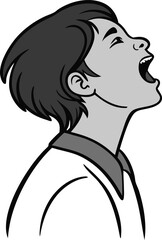 Close-up Profile of a Person Yelling shouting screaming