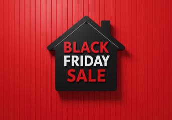 Black friday sale sign on a red wall, perfect for advertising promotions.