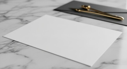 Blank White Card with Envelope and Pen Mockup.