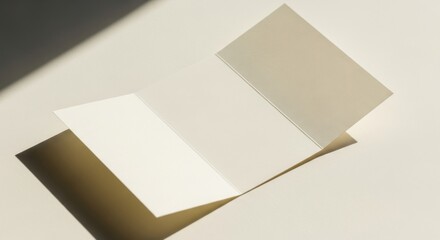 Minimalist Blank TriFold Brochure Mockup on Beige Surface.