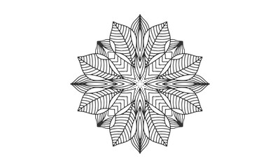 Intricate black and white mandala design with floral motifs