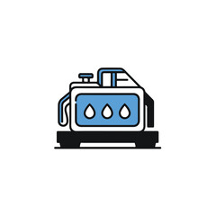 Fototapeta premium An illustration of a fuel tank with blue water drops inside