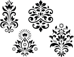 Fototapeta premium Elegant Black Floral Ornament Set for Graphic Design Projects
