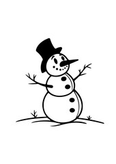 Snowman with Hat and Arms Silhouette