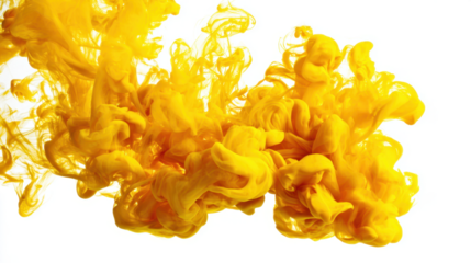 Yellow smoke isolated on white background