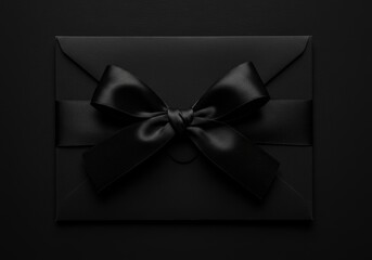A luxurious black envelope with a silk bow, a perfect elegant gift.