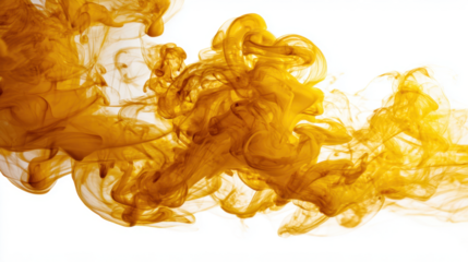Yellow smoke isolated on white background