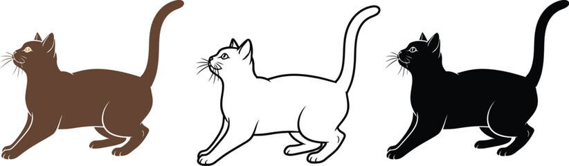 Obraz premium Cat illustration set brown black white vector graphics art
