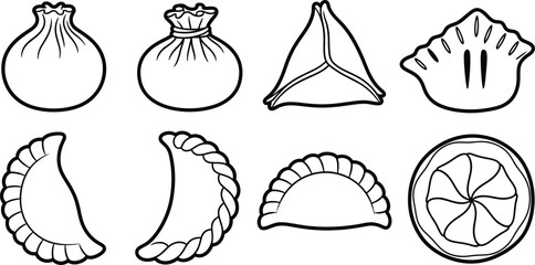 Various dumplings vector illustration asian food concept