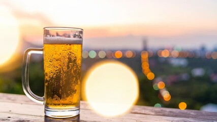 Golden beer sunset view