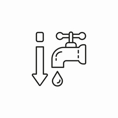 water consumption decrease icon sign vector