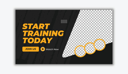 Clean and Bold Gym Thumbnail Template for Fitness Coach or Personal Training Sessions