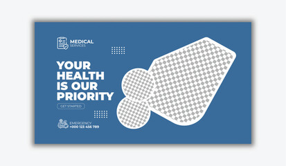 Modern Healthcare and Medical Clinic Thumbnail Design for Online Booking and Telemedicine Services