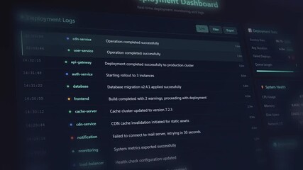 Realtime software deployment dashboard: monitoring code changes and system updates - Powered by Adobe