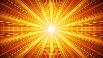 Golden Light Burst with Grid Pattern Abstract Background for Technology or Energy Concepts