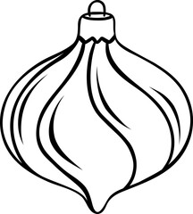 glass swirling ball, vintage Christmas tree toy, simple vector black and white icon, doodle and sketch style