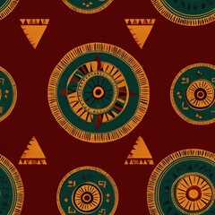 Seamless African Ankara Pattern Print (tileable) - Image 3 of 8 - 8192 x 8192 67MP - Created with AI