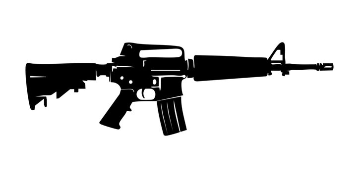 Minimalist Flat Vector Illustration of M16A4 Service Rifle