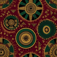 Seamless African Ankara Pattern Print (tileable) - Image 5 of 8 - 8192 x 8192 67MP - Created with AI