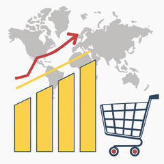 Global E-Commerce Growth Statistics Infographic – Vector Yellow Data Design Adobe Illustrator Artwork