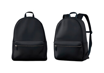 Naklejka premium Two black backpacks with zippers on transparent background, PNG 