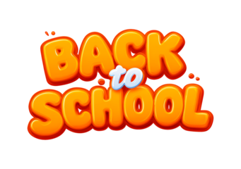 Colorful back to school text design in vibrant comic style on transparent background, PNG