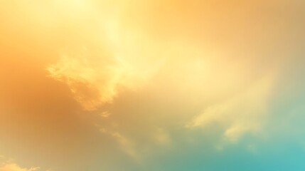 Obraz premium Golden and teal abstract sky background with soft cloud textures