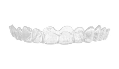 High resolution transparent dental mouth guard with smooth glossy surface and detailed tooth...