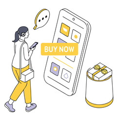 Voice Commerce Trends – Vector Yellow UI Design for Voice Search Shopping Adobe Illustrator Artwork