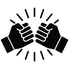 Obraz premium Two black fists bumping together with radiating lines on a white background fist bump greeting