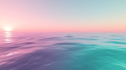 Obraz premium Pastel ocean landscape at sunrise or sunset with soft ripples and gradient sky