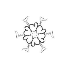 Words Symmetrically Swirled. Dear. Heart Symbol. 