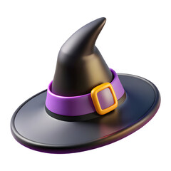 3D Render Witchs Hat for Halloween isolated on transparent background