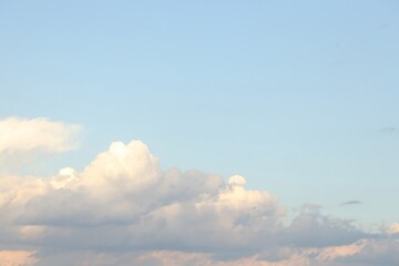 Blue sky with scattered white cumulus clouds