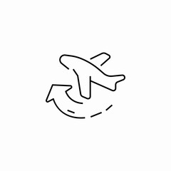 Obraz premium airplane with a round arrow icon sign vector