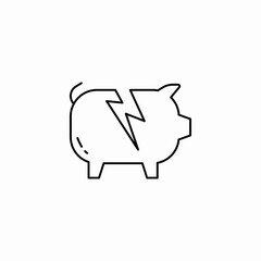 broken piggy bank icon sign vector