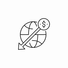 global economic decline icon sign vector