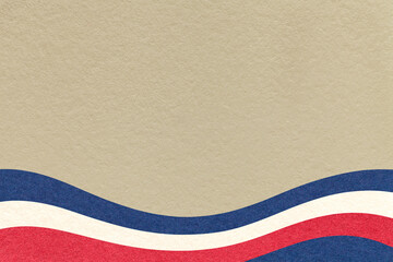 Textured beige paper background with blue, red and white wavy lines, waves and copy space for...