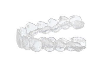 Transparent dental mouth guard for orthodontic treatment and bruxism prevention, clear plastic...