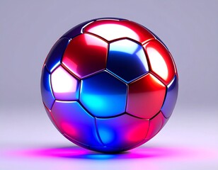 Fototapeta premium Shiny, red and blue soccer ball
