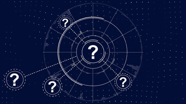 question mark symbols appears. 4K+ 3D animation concept.