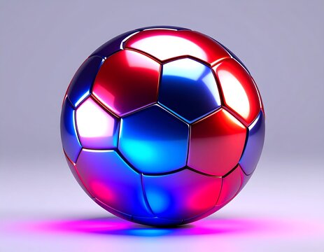 Shiny, red and blue soccer ball