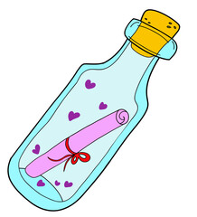 Message in a Bottle with Hearts – Cute Love Letter Illustration