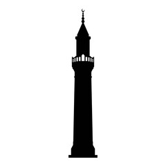 Elegant Minaret Silhouette on White Background Islamic Architecture and Religious Symbolism Minimalist Design for Cultural and Spiritual Projects
