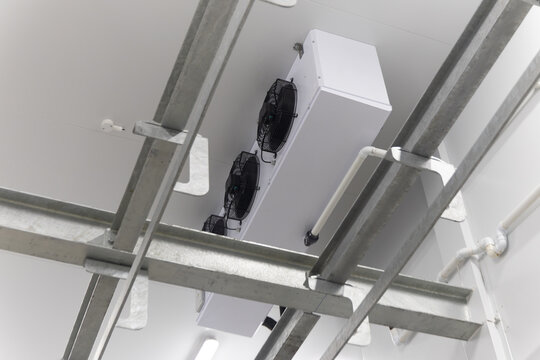 industrial evaporator air cooler fan for cold storage room freezers, in an abattoir, industrial systems