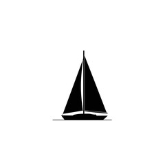 Simple Silhouette of a Sailboat on the Water Minimalist Black and White Nautical Illustration for Graphic Design and Creative Projects