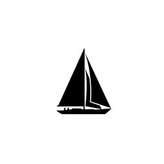 Simple Black Silhouette of a Sailboat on a White Background Nautical Theme Minimalist Design Vector Illustration for Web and Print